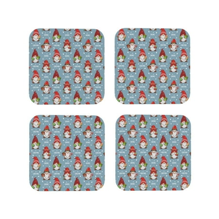 

Matuu Snowflake Christmas gnome for Cup Coasters Set of 4 Leather Coasters Desk Coasters for Office Measures 4” x 4”-Square
