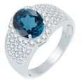thumbnail image 2 of Sterling Silver with Natural London Blue Topaz and White Topaz Halo Ring, 2 of 3
