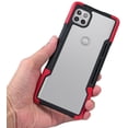 thumbnail image 4 of Nakedcellphone Acrylic Hybrid Series Compatible with Motorola One 5G Ace Case - [Black/Red] Clear Back Panel, TPU Rubber Trim, Anti-Shock Phone Cover for XT2113, 4 of 7