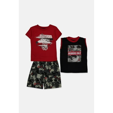 Kids 3 Piece Graphic Print Tops And Camouflage Short [size -4]