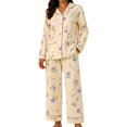 thumbnail image 2 of Lumistal Womens Pajama Sets Long Sleeve Button Down Shirt and Capri Pant Cute Patterned Fall Comfy Soft 2 Piece Pajamas Set With Pockets Women's Sleepwear M, 2 of 3
