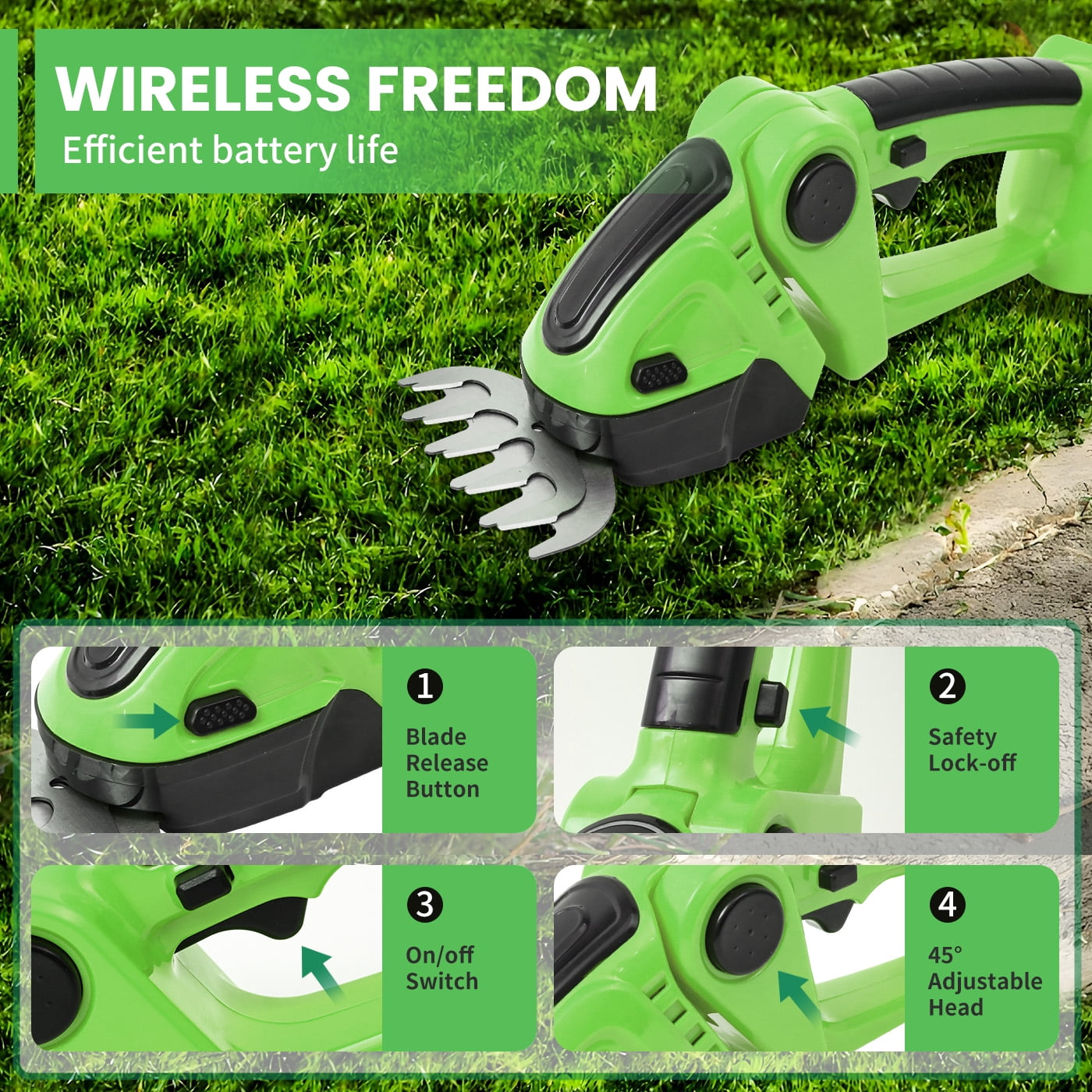 Cordless Hedge Trimmer,21v Electric Grass Shears & Shrub Trimmers,Handheld 2-in-1 Battery Powered Hedge Trimmer for Patio/Lawn, Gardening Tools, Included Charger (Gray-Green+1* Battery Cordless Hedge Trimmer,21v Electric Grass Shears & Shrub Trimmers,Handheld 2-in-1 Battery Powered Hedge Trimmer for Patio/Lawn, Gardening Tools, Included Charger (Gray-Green+1* Battery