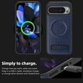 thumbnail image 4 of Dteck Magnetic Case for Google Pixel 9 Pro, Compatible with MagSafe, PU Leather TPU Bumper Shockproof Protective Cover with Kickstand,Blue, 4 of 6