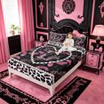 thumbnail image 3 of meiyoeat Cute Bow Monogrammed Full Size Sheets For Girls,Leopard Personalized Initial L Full Size Sheets For Women,4 Pieces, 3 of 6