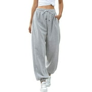 gakvbuo Tapered Sweatpants For Women Cargo Pants Drawstring Bottom Running Sweat Pants High Waist Sporty Gym Workout Athletic Jogger Pants Trousers with Pockets