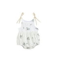 thumbnail image 1 of xiaxaixu Summer Sleeveless Romper, Tie-up Plant Pattern U-shaped Neck Playsuit, 1 of 8