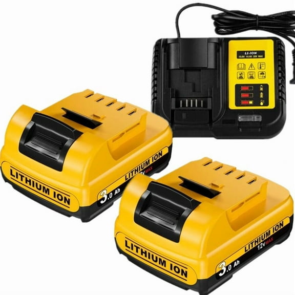 3.0Ah 12V Battery Replacement for Dewalt 12V Battery and Charger Kit 12 Volt Max DCB120 DCB122 DCB124 DCB125 DCB126 DCB127