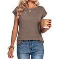 thumbnail image 5 of Women's Casual Oversized Cap-Sleeve T-Shirt Top Light Brown XL, 5 of 5