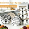 thumbnail image 5 of Mixing Bowls with Airtight Lids Set, 30 PCS Stainless Steel Mixing Bowls Set with Colander & Grater, Kitchen Serving Gadgets and Accesseries, Size 4.5, 3, 2.5, 2,1.5,1, 0.75 QT, Khaki, 5 of 7