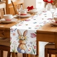 thumbnail image 5 of Table Runner - 72 Inch Long, Easter Kitchen Dining Table Runner Dresser Scarves, Spring Flowers Wreath Rabbit Budding Florals Farmhouse Decor for Coffee Tables Wedding Party Banquet, 5 of 8