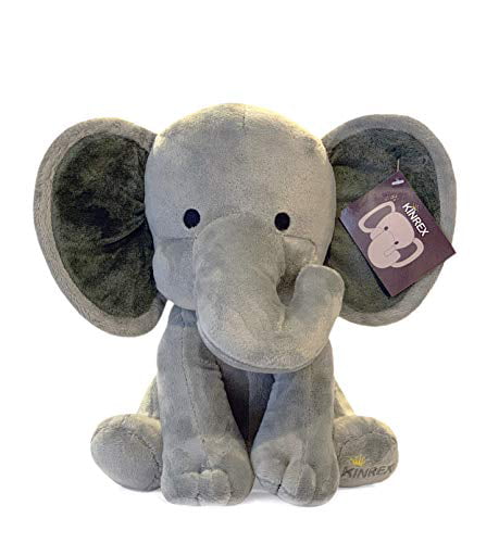 Great for Baby Shower or Birthday Gift. Personalized Decorative 9 Stuffed Plush Grey Elephant 
