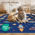 thumbnail image 4 of ODIKA 3'x5' Washable Accent Rug Pet Friendly, Non-Shedding Mat Themed Galaxy Map Astronaut Rocket Motifs Starry Nebula Flowing Dynamic for Bedside, Nursery Room, 4 of 7