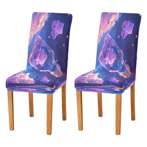 BZSMCE Chairs Slipcovers Dining Chair Covers Purple Bear in Bottle Creative Pattern