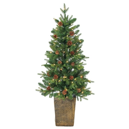 Sterling 4Ft. Potted Natural Cut Georgia Pine with 100 clear