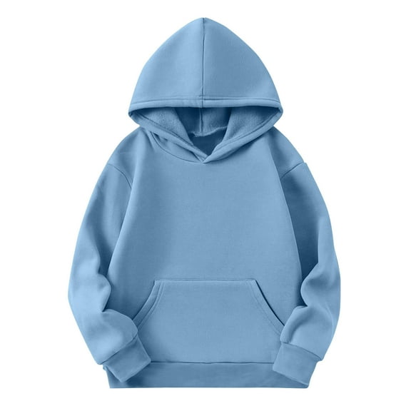 FamilyThread Children's Hooded Sweatshirt Pullover Hoodies Long Sleeve Solid Color Sweatshirt Boys Girls Hooded Kangaroo Pocket Pullover Hoodies For 4-14Y