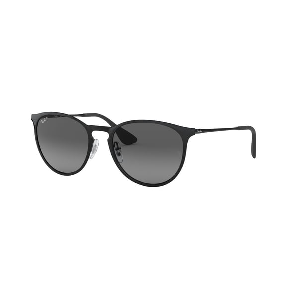 RAY-BAN RB3539 ERIKA METAL Phantos Shape Sunglasses Polished Black Frame | Polarized Grey Lens 54mm