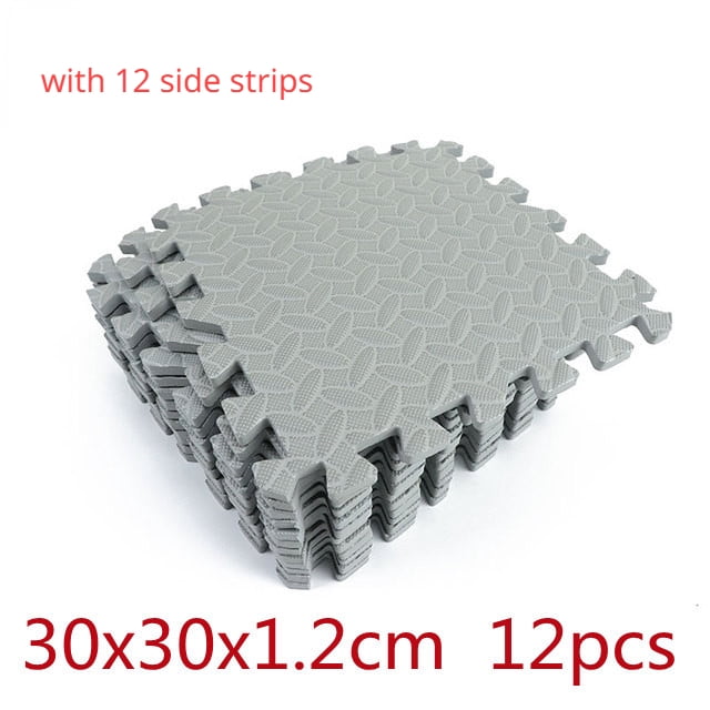 12PCS 30*30cm Sports Protection Gym Mat EVA Leaf Grain Floor Mats Yoga Fitness Non-Slip Splicing Rugs Thicken Shock Room Workout