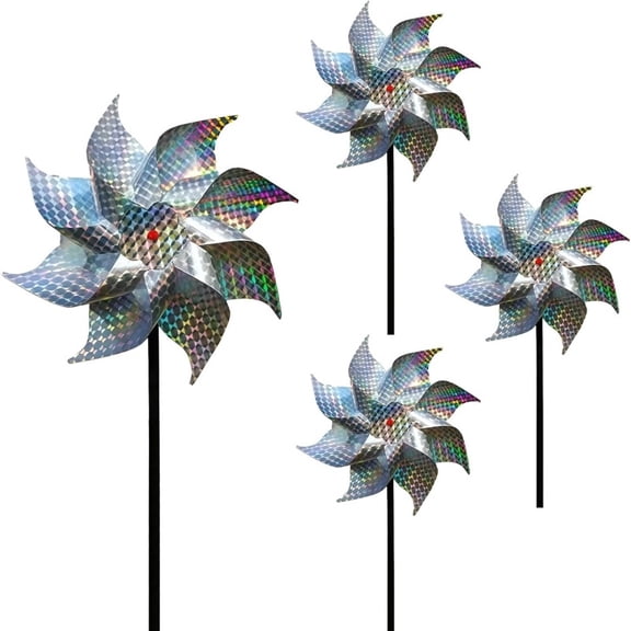Reflective Bird Deterrent Spinners Windmill Pinwheel Wind Spinner Garden Yard Patio Lawn Decorations (Needs to be assembled by yourself)