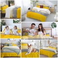thumbnail image 5 of Watercolor Yellow Gray Duvet Cover Set Full Size, Color Block 4 Piece Soft Microfiber Bedding Set with 1 Duvet Cover, 1 Flat Sheet, 2 Pillowcases, 5 of 9