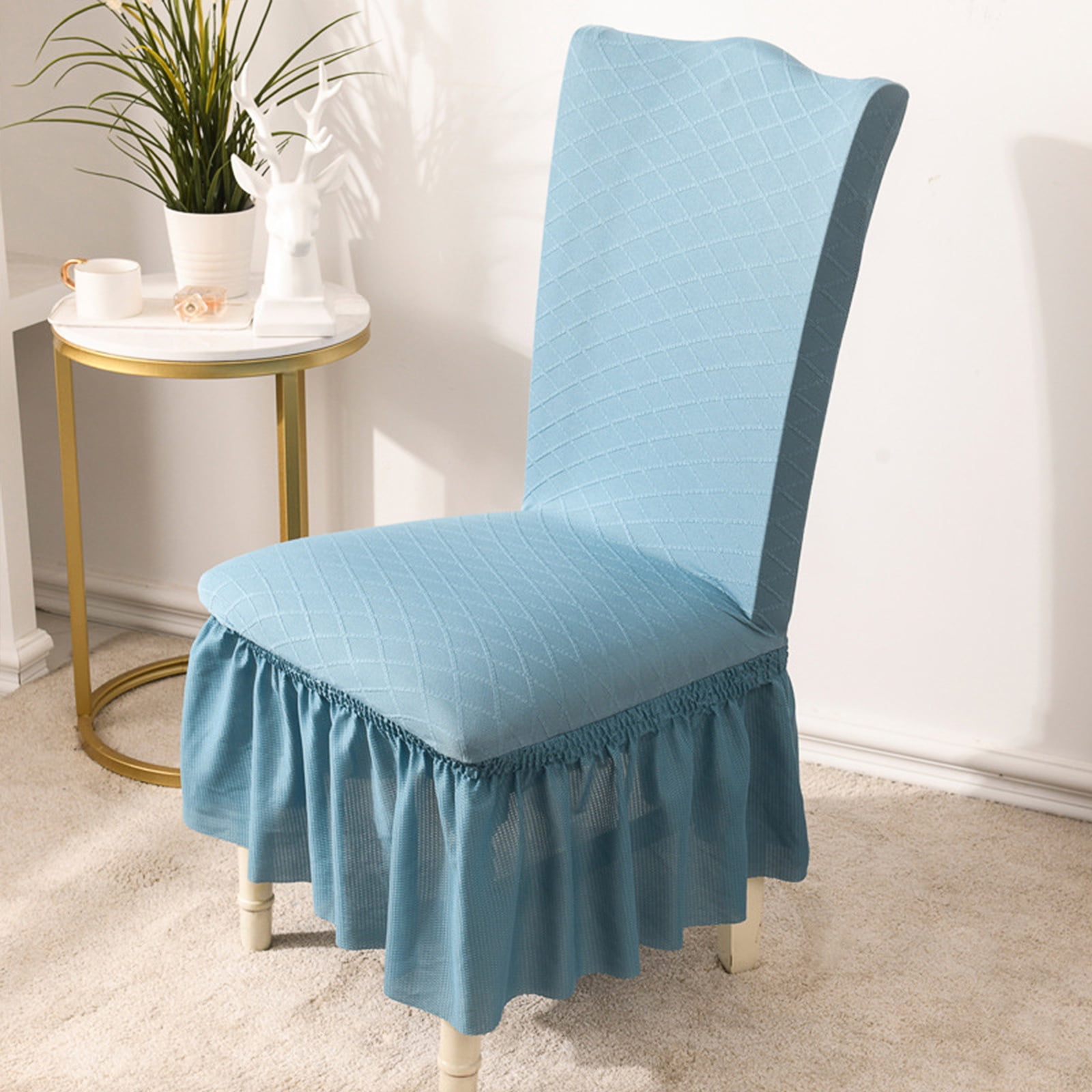Dustproof  Dining Chair Cover Slipcovers Pleated for Home Wedding Banquet Seat 
