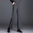thumbnail image 4 of Pantalones de tweed de lana de espiga de otoño e invierno, pantalones de pierna ancha, pantalones de cintura alta para mujer, pantalones de pierna ancha de moda, pantalones de mujer, 4 of 6