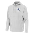 thumbnail image 2 of Men's Antigua Gray Kansas City Royals Connected Quarter-Zip Pullover Hoodie, 2 of 3