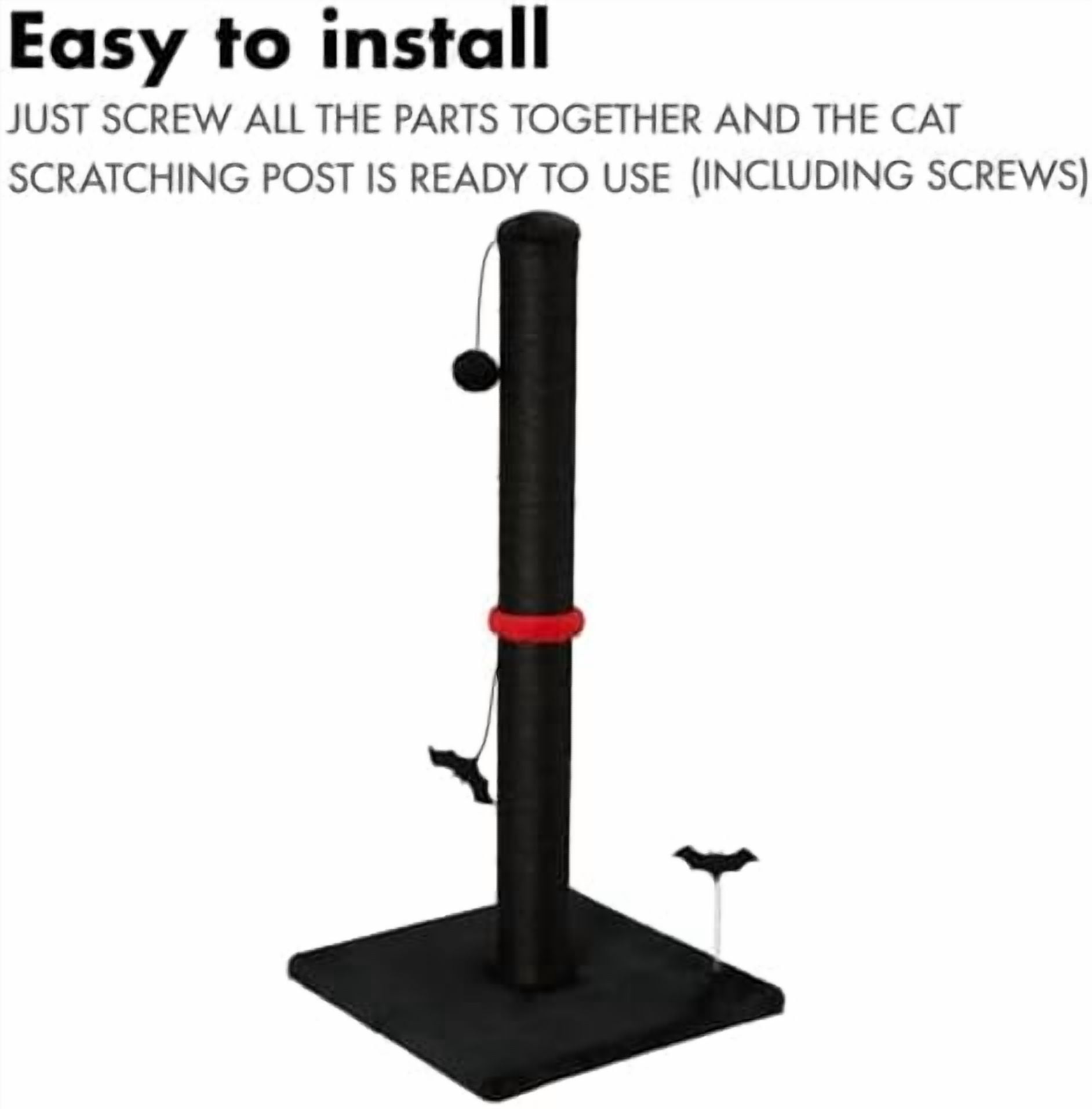 Cat Scratching Post Premium Sisal Scratch Posts with Hanging Ball Vertical Scratcher for Indoor Cats and Kittens,Black Black,34 inches for Adult Cats