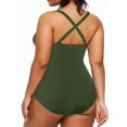 thumbnail image 3 of GHSDFBB Women Plus Size One Piece Swimsuits V Neck Tummy Control Bathing Suits Retro Ruched Swimwear, 3 of 6