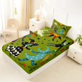 thumbnail image 4 of Manfei Halloween Festival Twin Sheets 3pcs, Cartoon Witch Cat Flower Bedding, Green Red Orange,1 Fitted Sheet, 1 Flat Sheet and 1 Pillowcase, 4 of 5