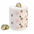 thumbnail image 2 of Wedding Piggy Bank, Hand Drawn Pattern of Couple Getting Married Celebration Cakes Flowers Drinks, Ceramic Coin Bank Money Box for Cash Saving, 3.6" X 3.2", Pink White Black, by Ambesonne, 2 of 4