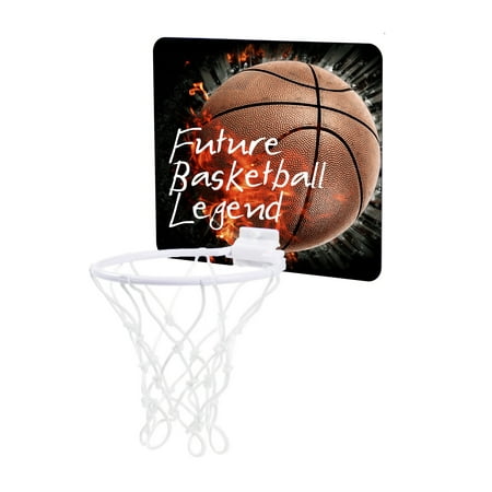 Baskeball on Fire - Future Basketball Legend - Childrens 7.5" Long x 9" Wide Mini Basketball Backboard - Goal with 6" Hoop