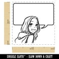 thumbnail image 2 of Happy Anime Manga Girl with Empty Speech Text Bubble Self-Inking Rubber Stamp Ink Stamper - Purple Ink - Small 1 Inch, 2 of 7