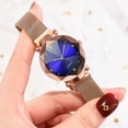 thumbnail image 2 of Reloj de pulsera con correa de malla de moda para hombre y mujer con decoración de diamantes de imitación (azul), 2 of 4
