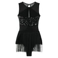 thumbnail image 5 of Aislor Women's Sequin Fringe Trim Tank Leotard Top Sheer Mesh Ballet Dance Gymnastics Bodysuit Dancewear, 5 of 7