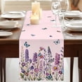 thumbnail image 3 of Table Runners 70 Inches Long Dress Scarves, Watercolor Floral Farmhouse Coffee/Dining/Kitchen Table Decor, Holiday Table Runner, Spring Lavender Daisy Butterflies Pink 13x70 Inch, 3 of 9