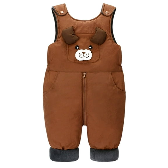Gaexia Boys Lined Overalls Soft Warm Romper Jumpsuit Easy Open Design Toddlers Comfortable Playwear Winter Fall Casual ,Coffee,3-4 Years