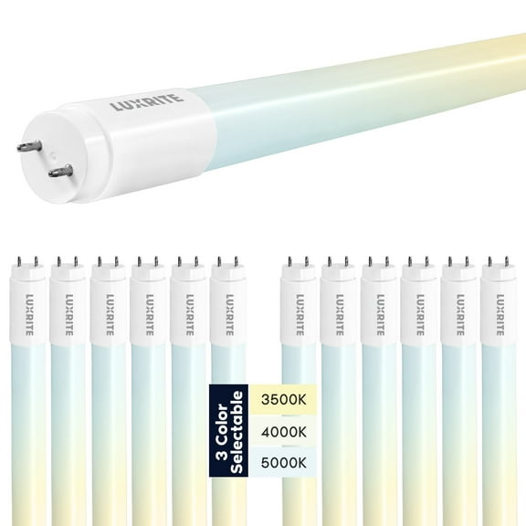 Luxrite 4FT T8 LED Tube Light, Type A B, 13W=32W, 3 Colors Option, Plug and Play or Ballast Bypass, 1950 Lumens, F32T8, Frosted Cover, UL Listed 4 Pack