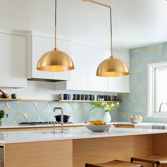 Jopath 41" Industrial Modern Copper Color Double Pendant Light, Adjustable Ceiling Hanging Lamp with Bright Finish for Dining Room, Kitchen, or Living Room(No Bulbs)