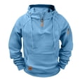 thumbnail image 2 of Men Raglan Pullover Multiple Pockets Half Zipper Sport Hoodie Solid Coat for Winter, 2 of 8