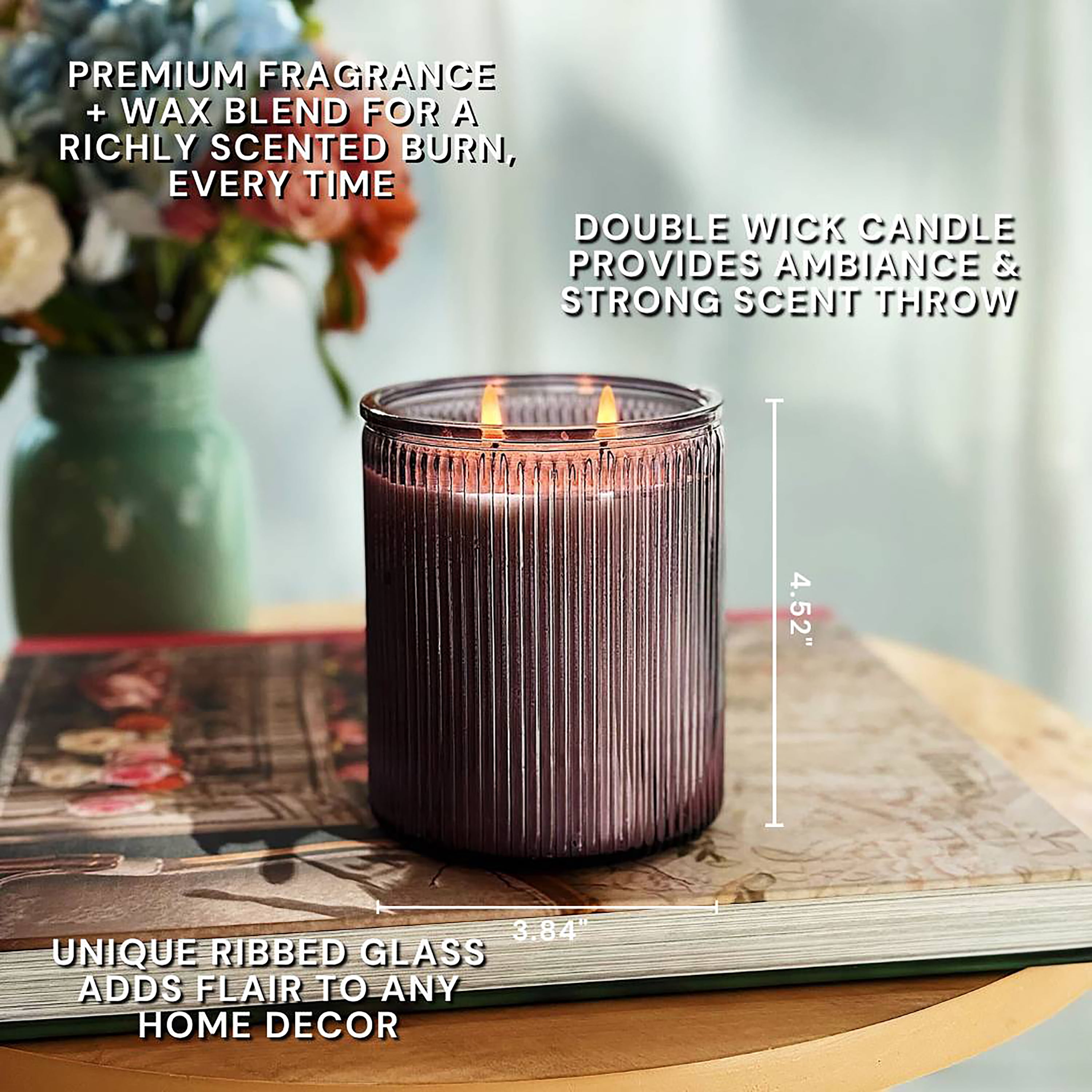 Better Homes & Gardens Lavender and Lemonade Scented 2-Wick 17.1oz Ribbed Jar Candle