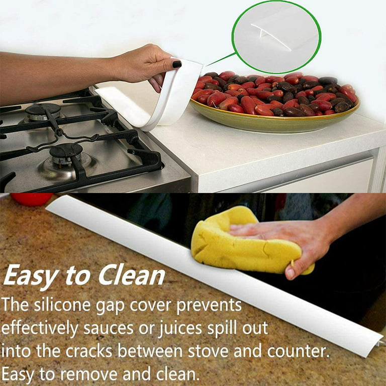 Silicone Crumb Guards and Stove Gap Covers, Stove Guard for Spills, White,  20.5 Inch x 2.3 Inch, 2 Pack 
