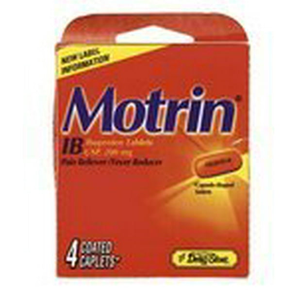 Motrin Ib Ibuprofen USP 200mg Tablets, Pain Reliever & Fever Reducer, 4