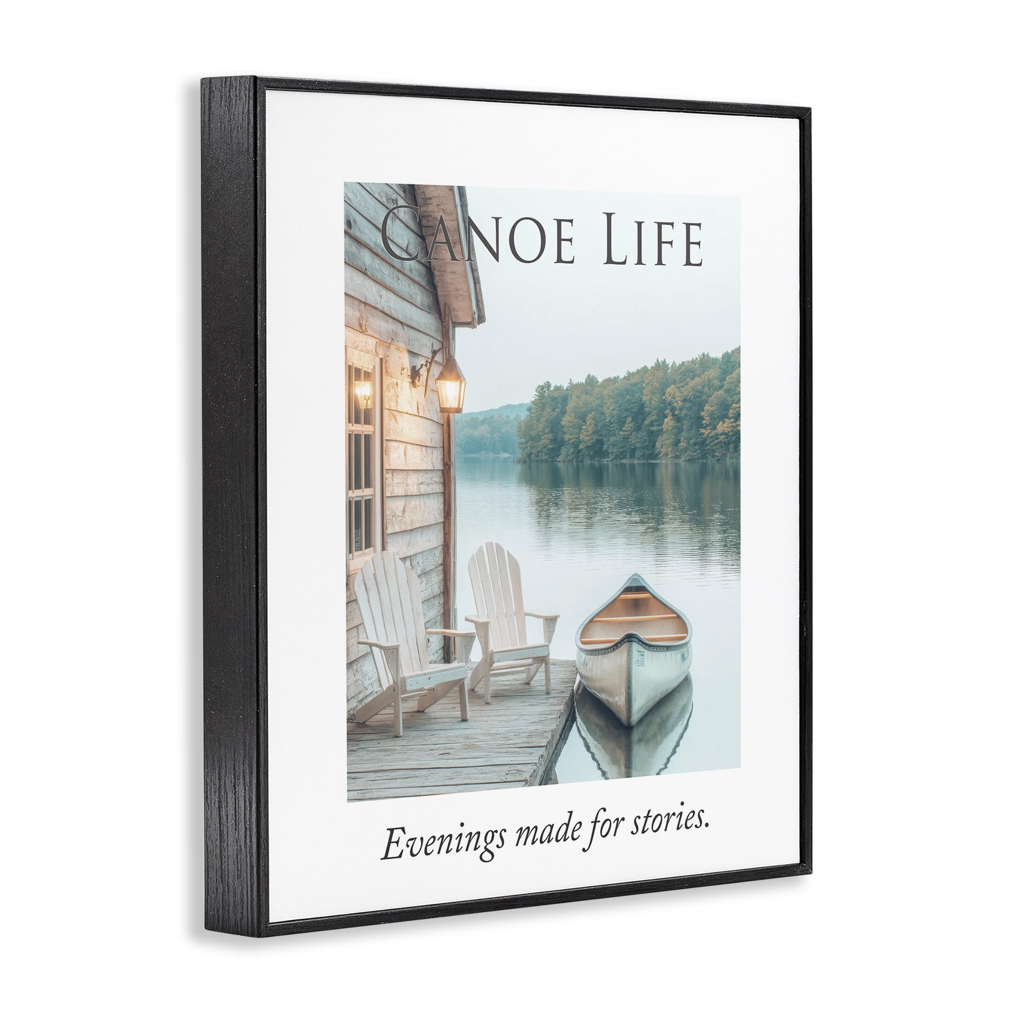 Stupell Industries Canoe Life Quote Black Framed Giclee Art, design by A Barefoot Stylist