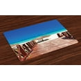 thumbnail image 1 of Ambesonne Tropical Place Mats Set of 4, Sandy Beach Resort, Standard Size, Chocolate Navy Turquoise, 1 of 4