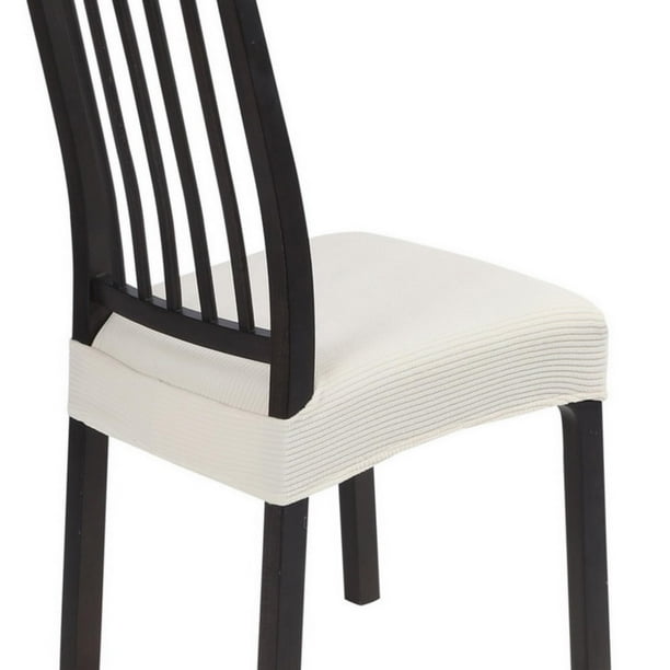 Fundas elásticas de asiento SearchI para sillas de comedor, juego de 4 unidades, color crema
