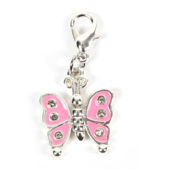 Pink & Silver Butterfly Charm by Bead Landing – Nickel-Free Charms for DIY Jewelry Making - Necklaces - Bracelets & Keychains - 12 Pack