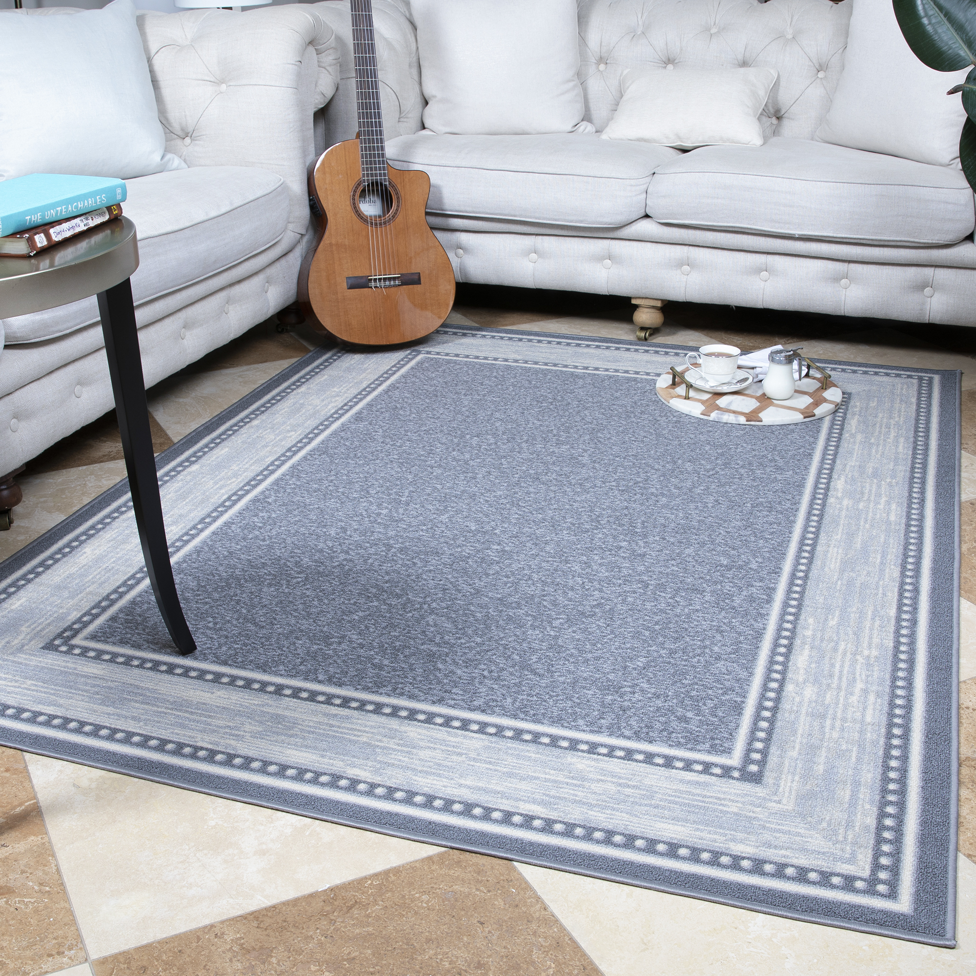 Ottomanson Ottohome Bordered Rug, Gray, 5'X6'6"