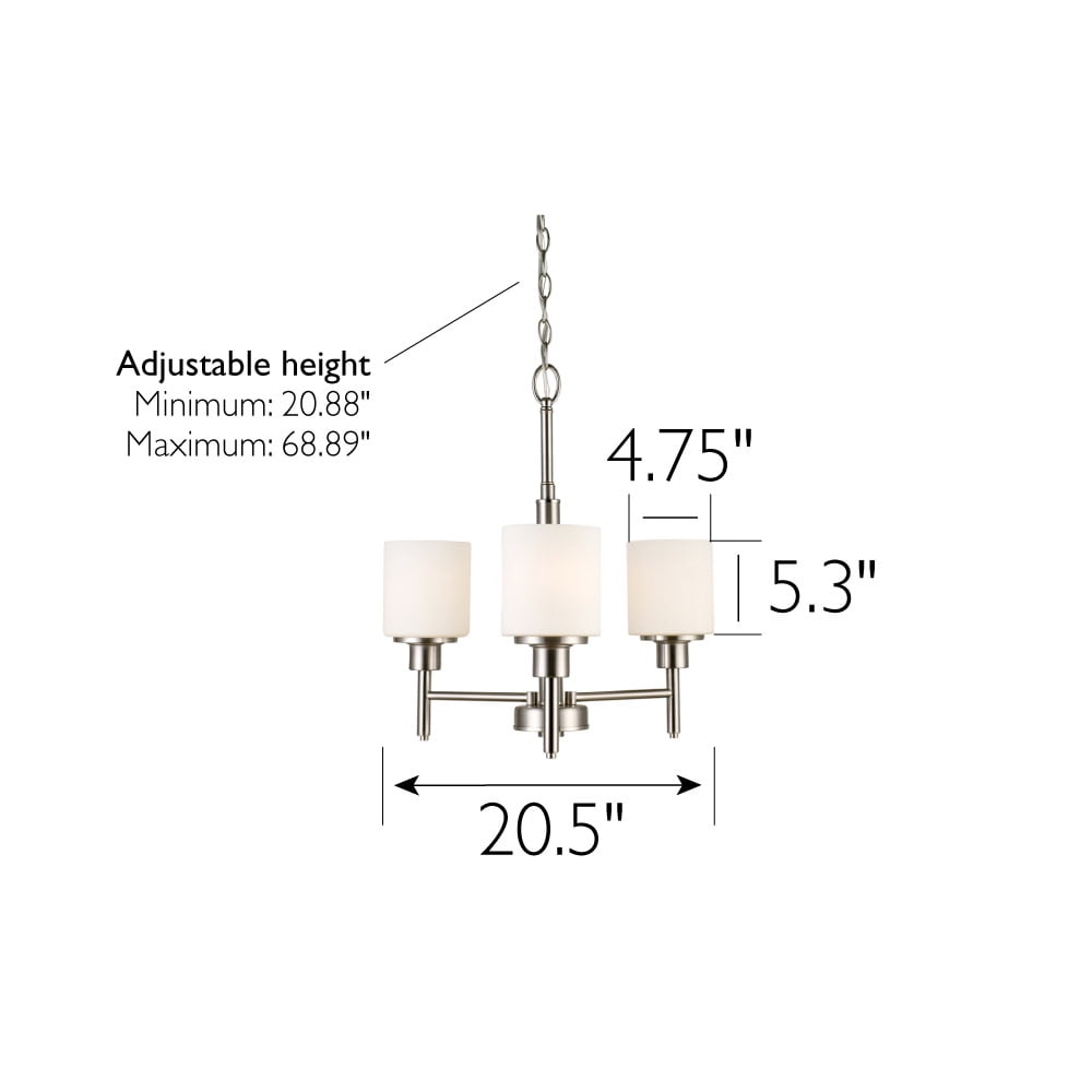 Design House Aubrey 3-Light Indoor Dimmable Chandelier with Frosted Glass