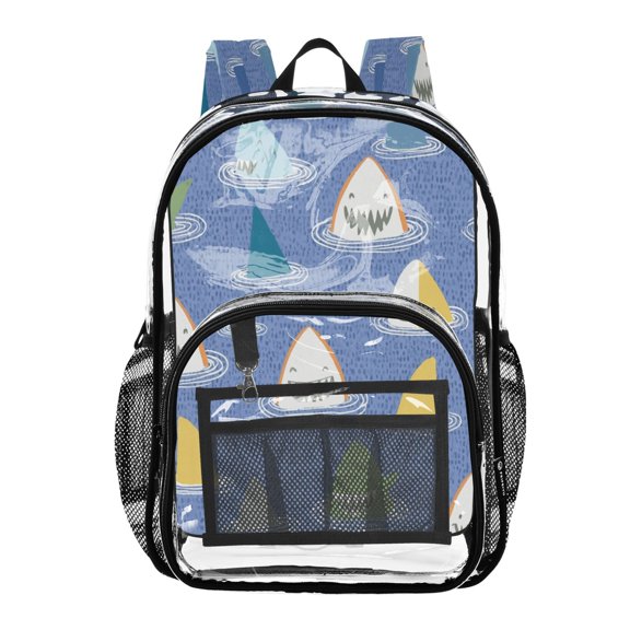 PVC Transparent Backpacks Clear Backpack for Travel and Outings Colorful Shark
