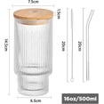 thumbnail image 2 of Juego de 2 Vasos de Vidrio 16 Oz con Tapas de Bambú, Popotes de Vidrio y Cepillos, Vasos de Cristal Reutilizables para Café Helado, Bebidas, Smoothies, Agua, Té, Jugos y Sodas, 2 of 4